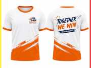 Mẫu áo team building cam trắng