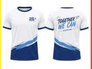 Mẫu áo team building xanh navy trắng