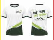 Mẫu áo team building xanh rêu trắng