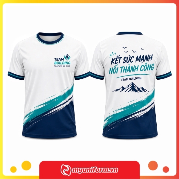 Mẫu áo team building xanh navy ngọc